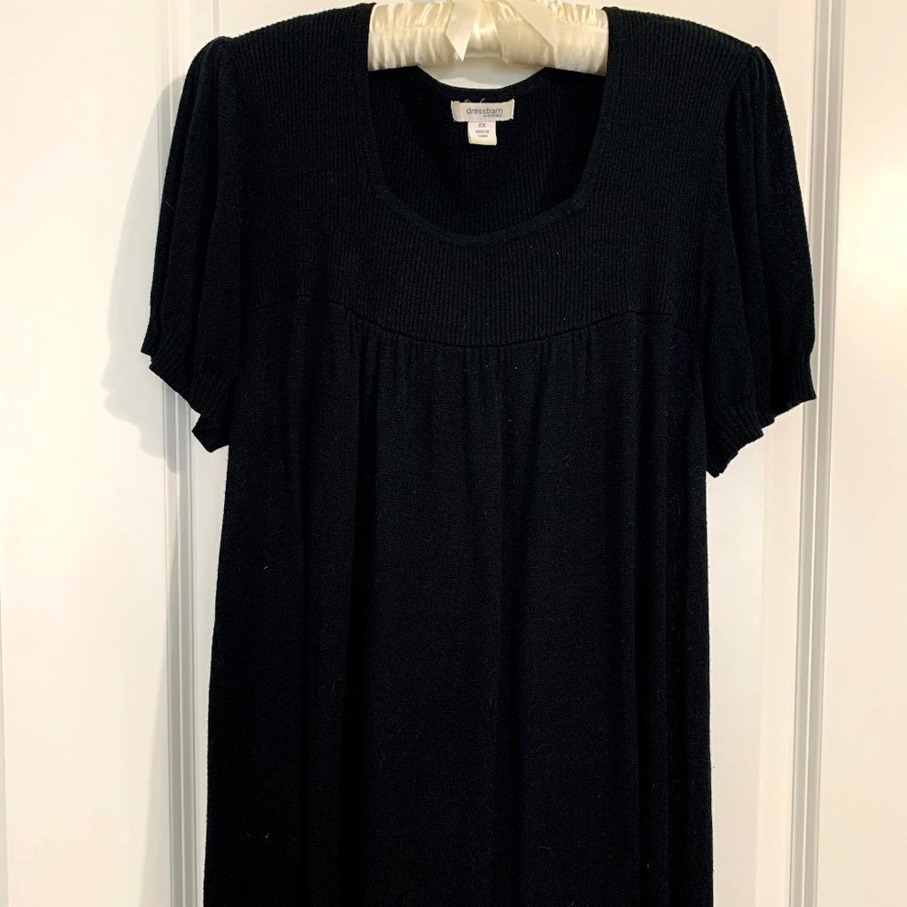 Black, Short Sleeve Knit Bib-front top-2X